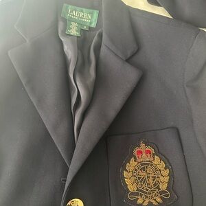 Lauren Ralph Lauren Dark Blue Blazer with Gold Emblem